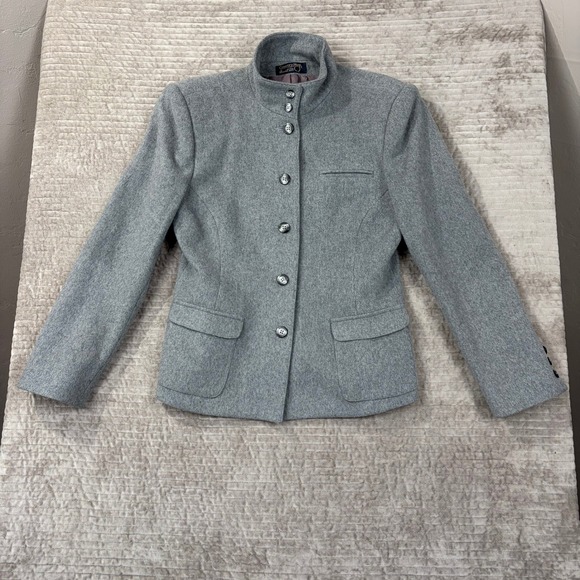 Country Shop Marshall Field's Jackets & Blazers - Vintage Country Shop Marshall Fields Gray Wool Mandarin Collar‎ Blazer Jacket 8